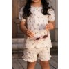 Beige blouse met bloemetjes - Blouse short sleeves fairy bloom